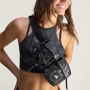 NWT ADIDAS by Stella McCartney BUMBAG SHINE crossbody bag black croc pattern OS